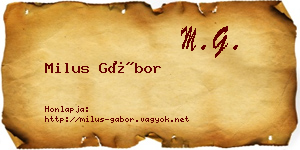 Milus Gábor névjegykártya